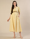 Maternity & Nursing Yellow Stripe Belted Midi Dress