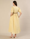 Maternity & Nursing Yellow Stripe Belted Midi Dress