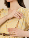 Maternity & Nursing Yellow Stripe Belted Midi Dress