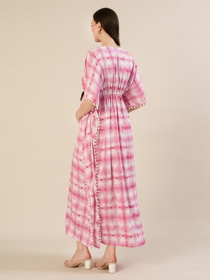 Maternity & Nursing Pink Tie-Dye Kaftan Maxi Dress