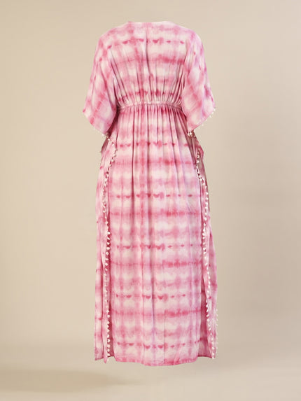 Maternity & Nursing Pink Tie-Dye Kaftan Maxi Dress