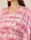 Maternity & Nursing Pink Tie-Dye Kaftan Maxi Dress