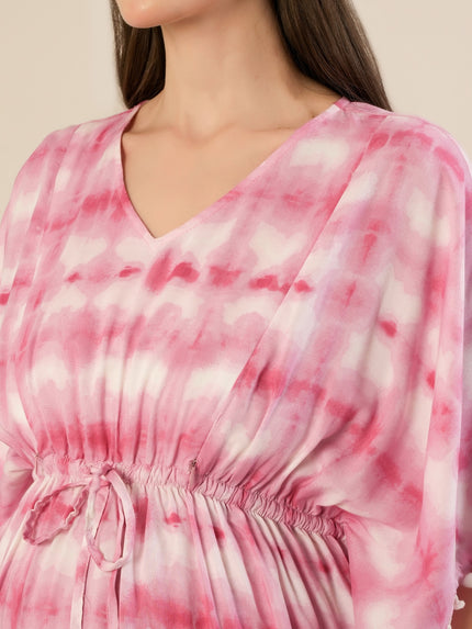 Maternity & Nursing Pink Tie-Dye Kaftan Maxi Dress