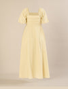 Maternity & Nursing Yellow Puff Sleeve Cotton Midi Dress