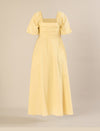 Maternity & Nursing Yellow Puff Sleeve Cotton Midi Dress