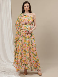 Maternity One Shoulder Maxi Dress