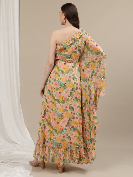 Maternity One Shoulder Maxi Dress- Peach