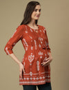 Maternity Orange Knotted Kurti Tunic Top