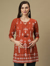 Maternity Orange Knotted Kurti Tunic Top