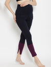 Maternity Winter Leggings (French Terry Lined) - Blue/Purple