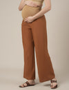 Maternity Cotton Linen Palazzo Pants-Brown