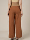 Maternity Cotton Linen Palazzo Pants-Brown