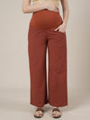 Maternity Cotton Linen Palazzo Pants-Rust
