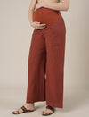 Maternity Cotton Linen Palazzo Pants-Rust