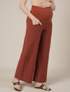 Maternity Cotton Linen Palazzo Pants-Rust