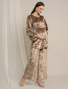 Golden Maternity Velvet Party Wear Co-ord Set with Palazzo