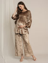 Golden Maternity Velvet Party Wear Co-ord Set with Palazzo