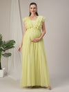 Flared Ruffle Maternity Party Gown Green