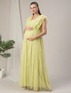 Flared Ruffle Maternity Party Gown Green