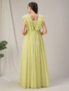 Flared Ruffle Maternity Party Gown Green