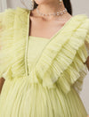 Flared Ruffle Maternity Party Gown Green