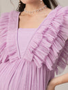 Flared Ruffle Maternity Party Gown Light Purple