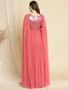 Sequin Cape Sleeve Maternity Party Dress- Pink