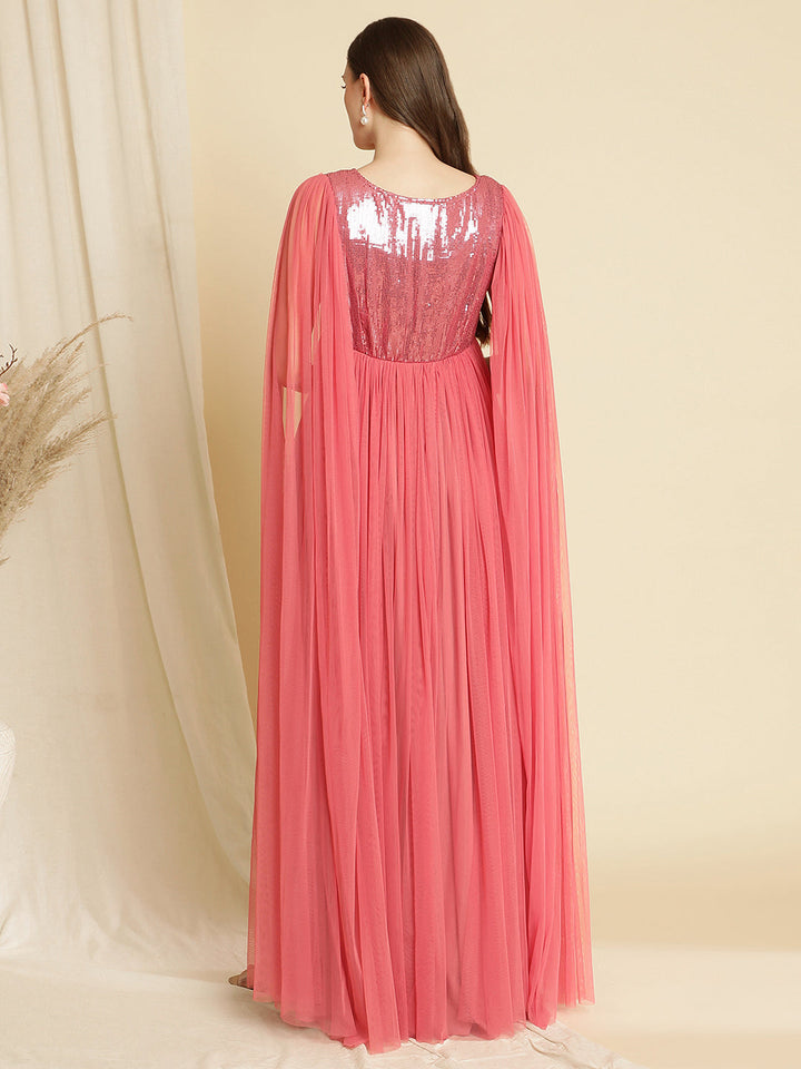 Maternity Pink Sequin Dress Gown