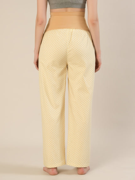 Maternity & Nursing Yellow Polka Dot Cotton Night Suit Set
