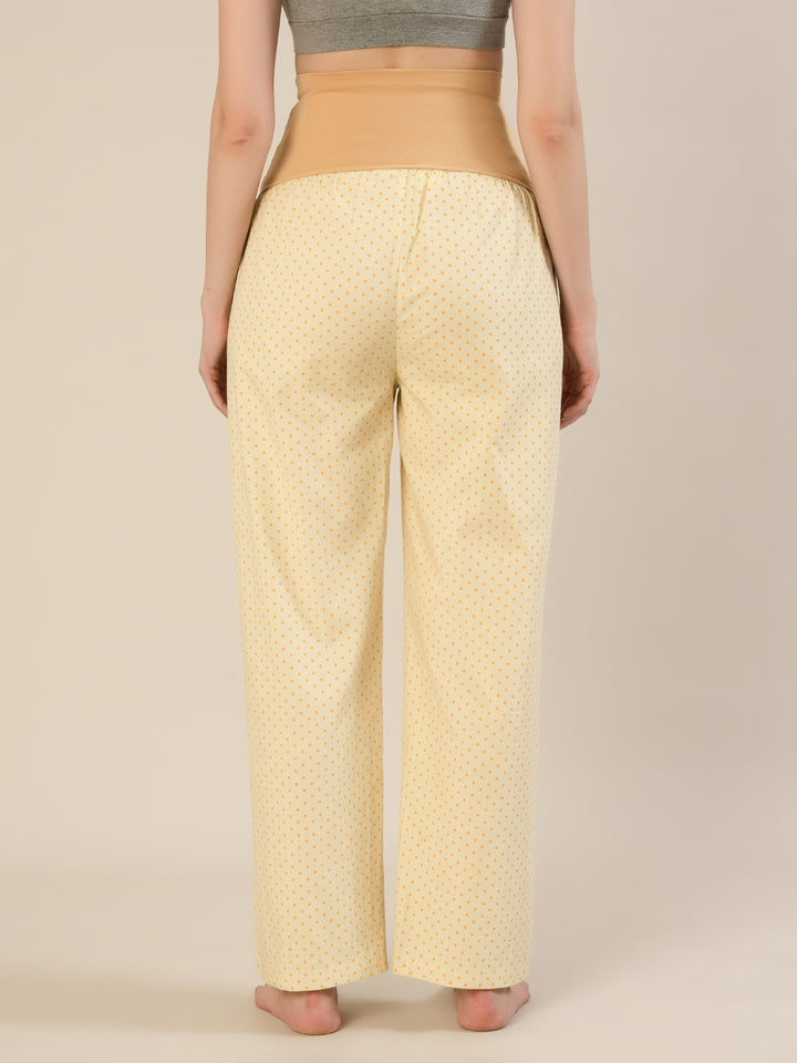 Maternity & Nursing Yellow Polka Dot Cotton Night Suit Set