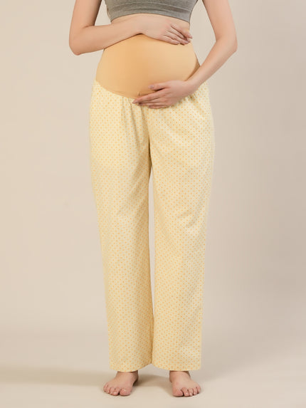 Maternity & Nursing Yellow Polka Dot Cotton Night Suit Set