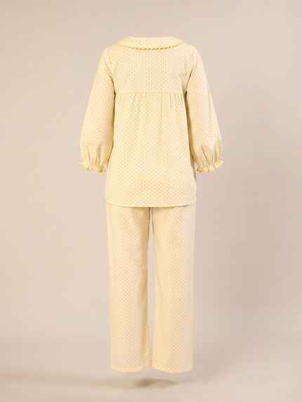 Maternity & Nursing Yellow Polka Dot Cotton Night Suit Set