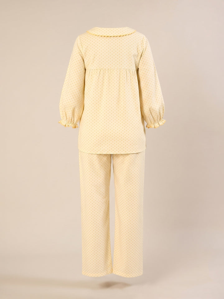 Maternity & Nursing Yellow Polka Dot Cotton Night Suit Set