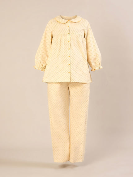 Maternity & Nursing Yellow Polka Dot Cotton Night Suit Set