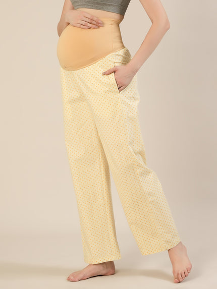 Maternity & Nursing Yellow Polka Dot Cotton Night Suit Set