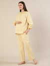Maternity & Nursing Yellow Polka Dot Cotton Night Suit Set