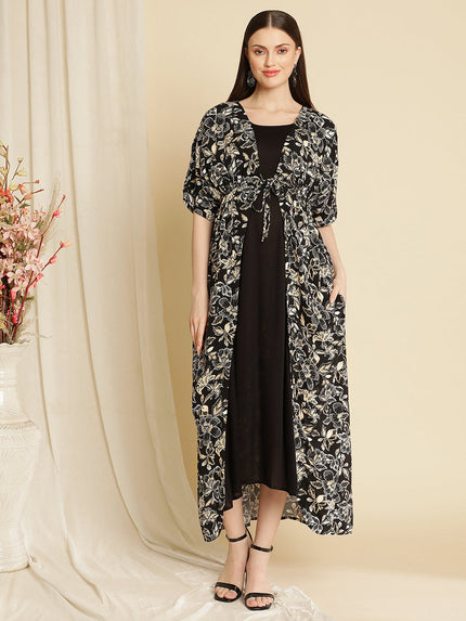 Maternity Printed Black Kaftan