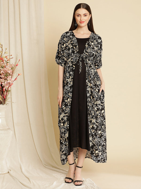Maternity Printed Black Kaftan