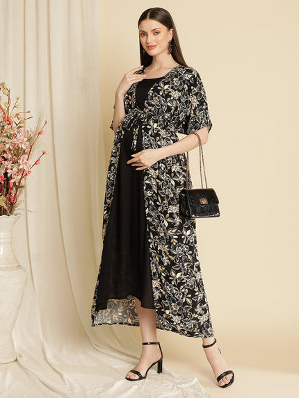 Maternity Printed Black Kaftan
