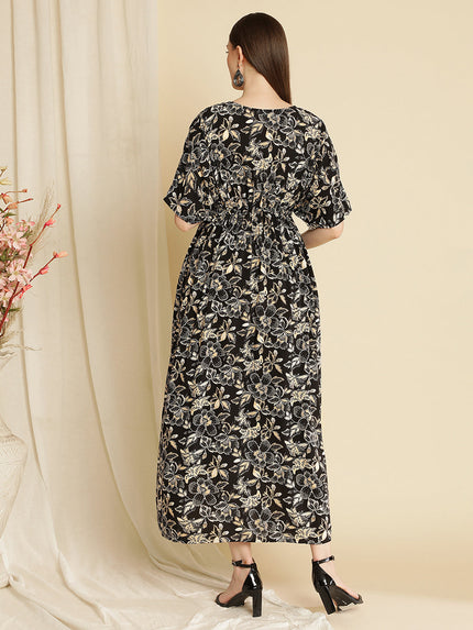 Maternity Printed Black Kaftan
