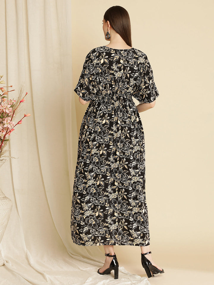 Maternity Printed Black Kaftan
