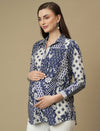 Maternity Printed Cotton Button-Down Shirt