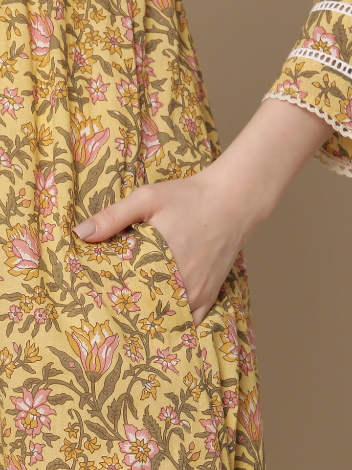 3pc. Maternity Printed Cotton Kurta Set