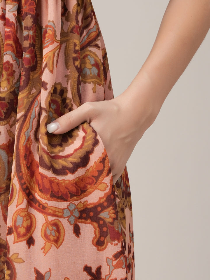 Maternity & Nursing Peach Kaftan Maxi Dress