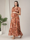 Maternity & Nursing Peach Kaftan Maxi Dress