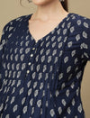 Maternity Printed V-Neck Blue Tunic