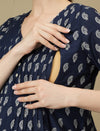 Maternity Printed V-Neck Blue Tunic