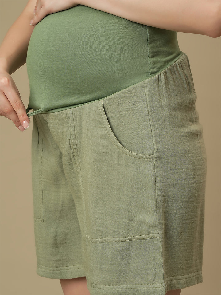 Maternity Pull-on Lounge Green Shorts