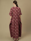 Maternity Purple Cotton Maxi Kaftan