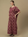 Maternity Purple Cotton Maxi Kaftan